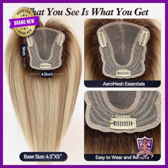 14 Inch Human Hair Topper with Swiss Lace Base for Thinning Hair